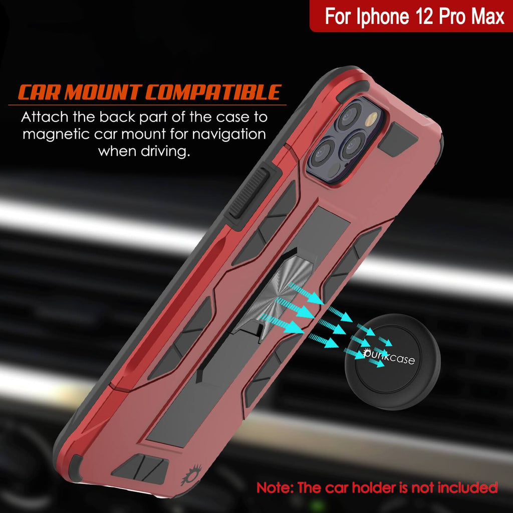 Punkcase iPhone 12 Pro Max Case [ArmorShield Series] Military Style Protective Dual Layer Case Red (Color in image: Navy Blue)