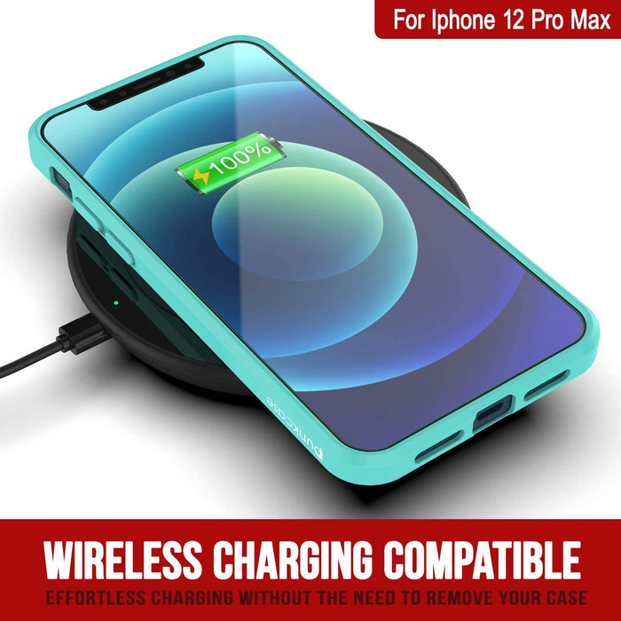 iPhone 12 Pro Max Case Punkcase® LUCID 2.0 Teal Series w/ PUNK SHIELD Screen Protector | Ultra Fit (Color in image: clear)