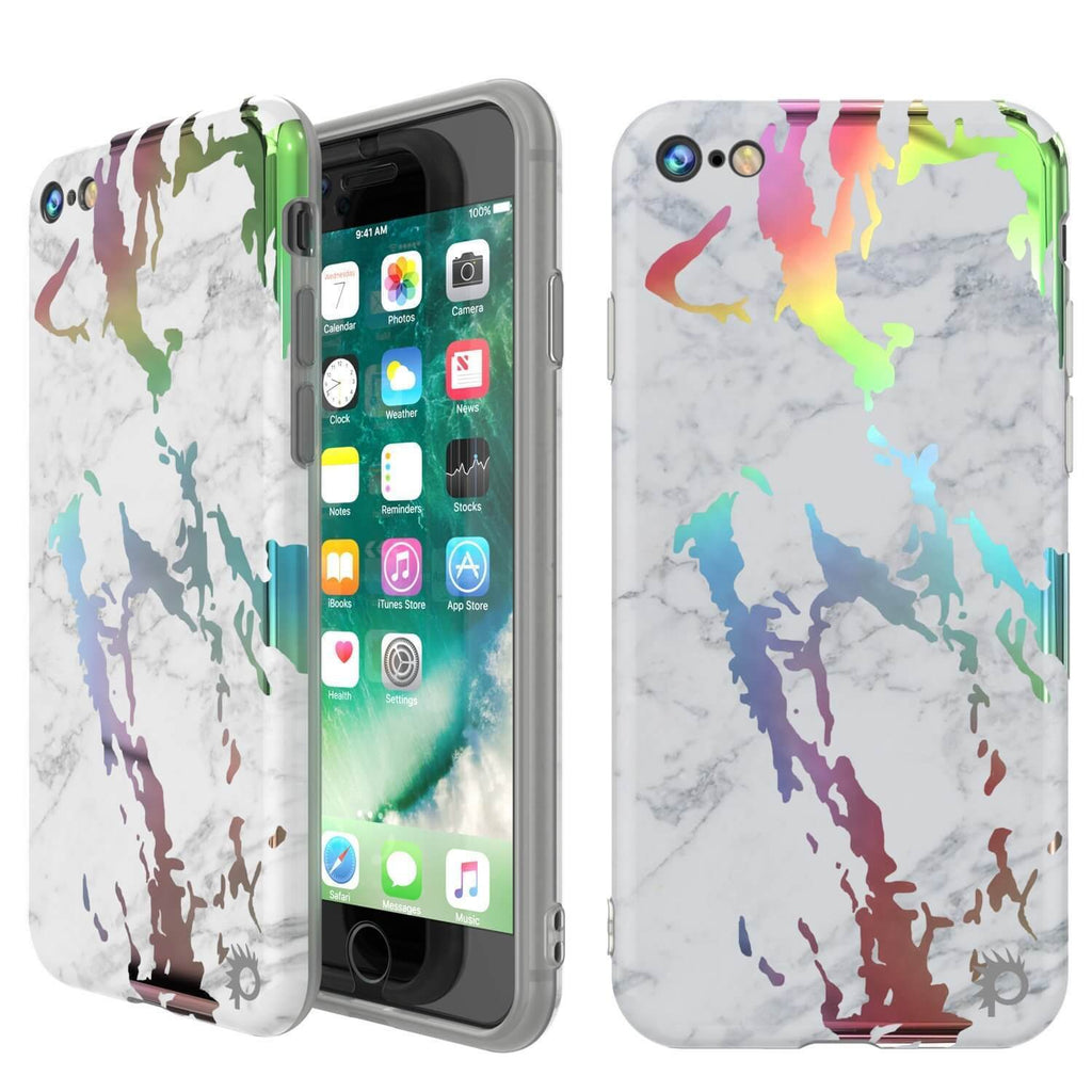 Punkcase iPhone SE (4.7") Marble Case, Protective Full Body Cover W/9H Tempered Glass Screen Protector (Blanco Marmo) (Color in image: Blanco Marmo)