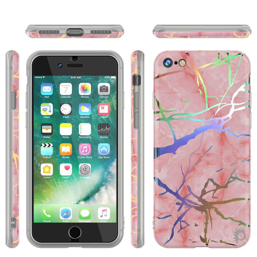 Punkcase iPhone SE (4.7") Marble Case, Protective Full Body Cover W/9H Tempered Glass Screen Protector (Rose Mirage) 