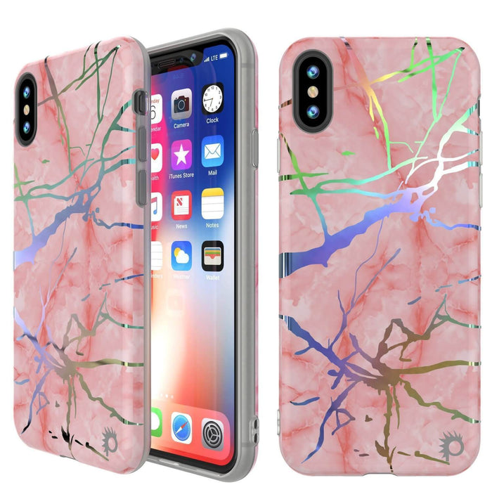 Punkcase iPhone XR Marble Case, Protective Full Body Cover (Rose Gold Mirage) (Color in image: Rose Gold Mirage)