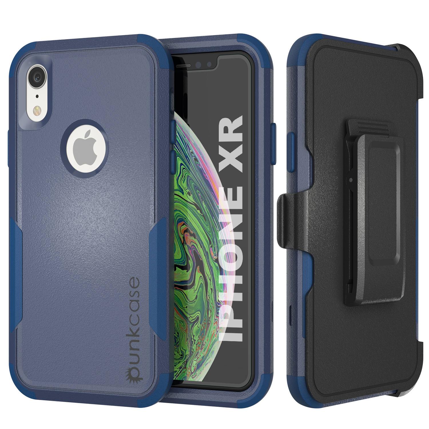 Punkcase for iPhone XR Belt Clip Multilayer Holster Case [Patron Series] [Navy] (Color in image: Navy)