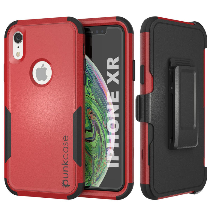 Punkcase for iPhone XR Belt Clip Multilayer Holster Case [Patron Series] [Red-Black] (Color in image: Red-Black)