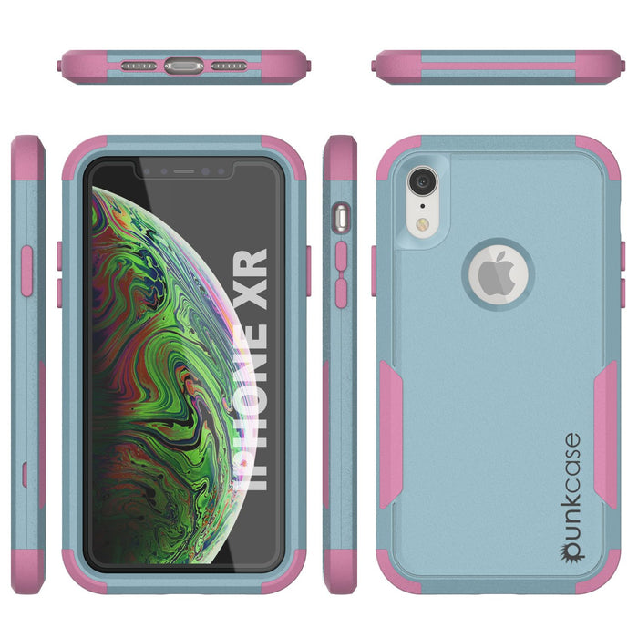 Punkcase for iPhone XR Belt Clip Multilayer Holster Case [Patron Series] [Mint-Pink] (Color in image: Navy)