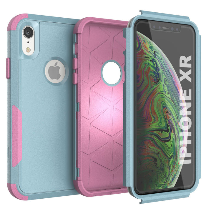 Punkcase for iPhone XR Belt Clip Multilayer Holster Case [Patron Series] [Mint-Pink] 