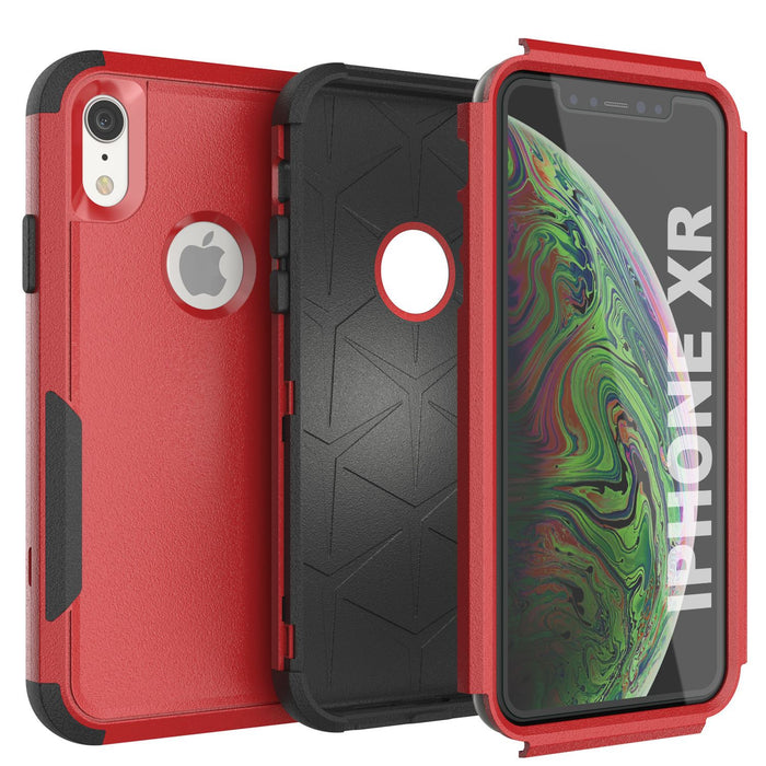 Punkcase for iPhone XR Belt Clip Multilayer Holster Case [Patron Series] [Red-Black] 