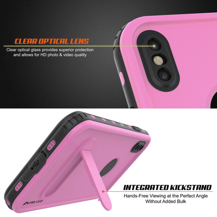 iPhone XR Waterproof Case, Punkcase [KickStud Series] Armor Cover [Pink] (Color in image: White)