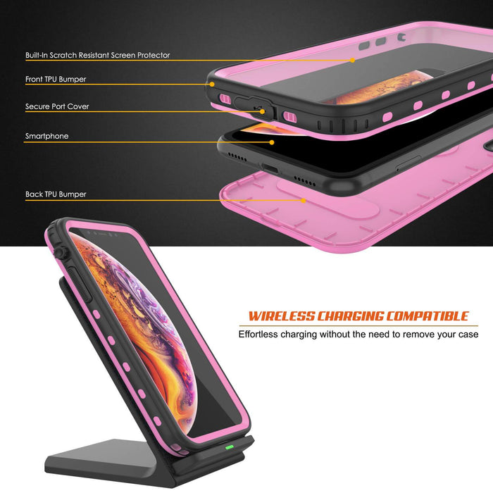iPhone XR Waterproof Case, Punkcase [KickStud Series] Armor Cover [Pink] (Color in image: Teal)