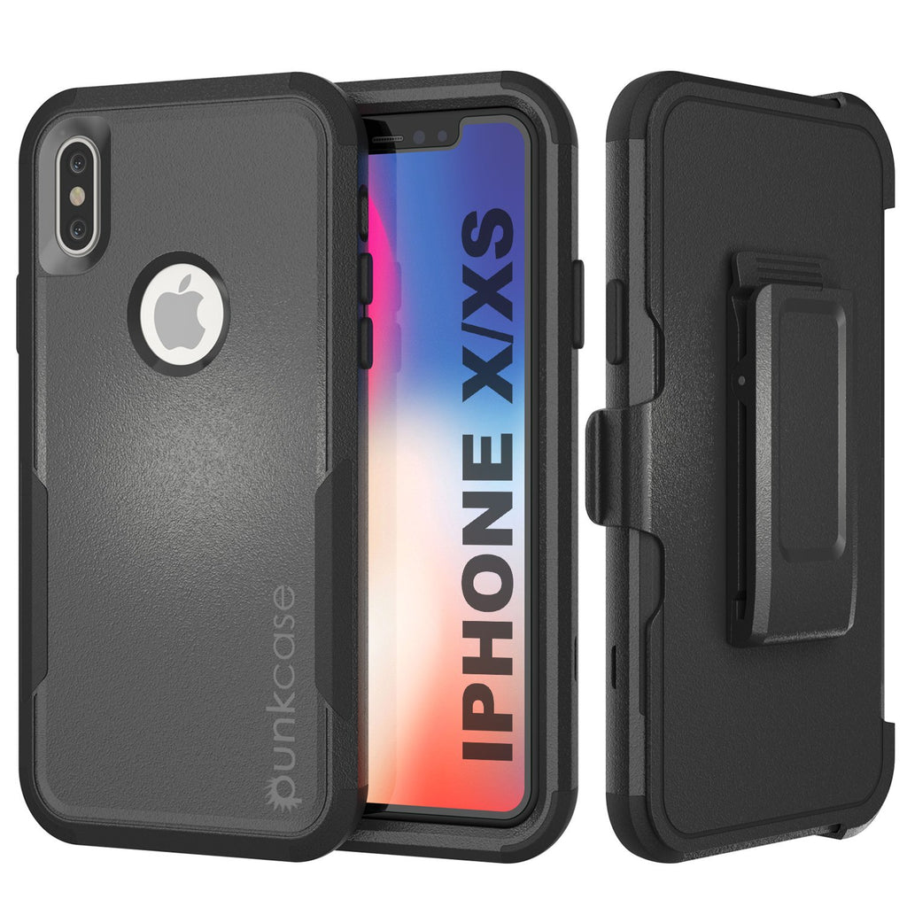 Punkcase for iPhone X Belt Clip Multilayer Holster Case [Patron Series] [Black] (Color in image: Black)