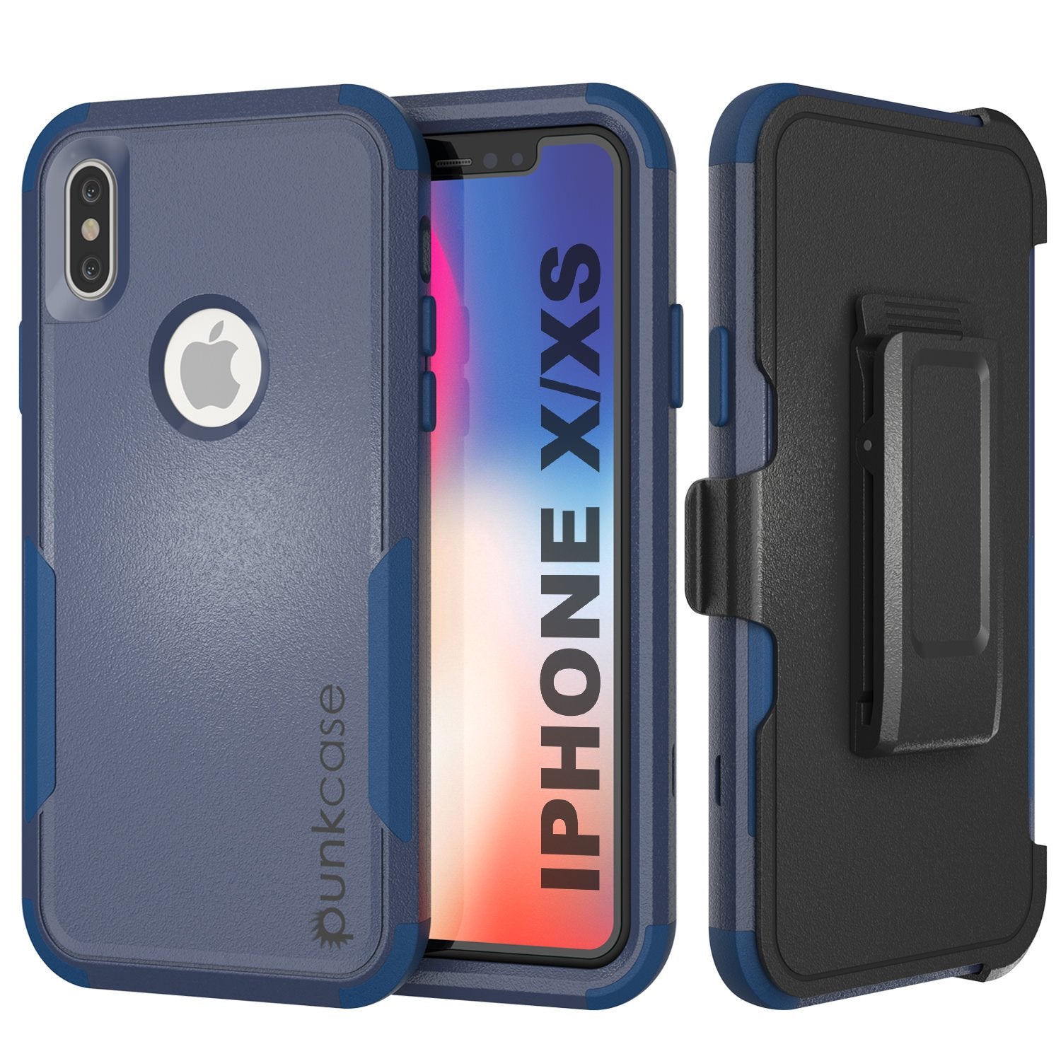 Punkcase for iPhone XS Belt Clip Multilayer Holster Case [Patron Series] [Navy] (Color in image: Navy)