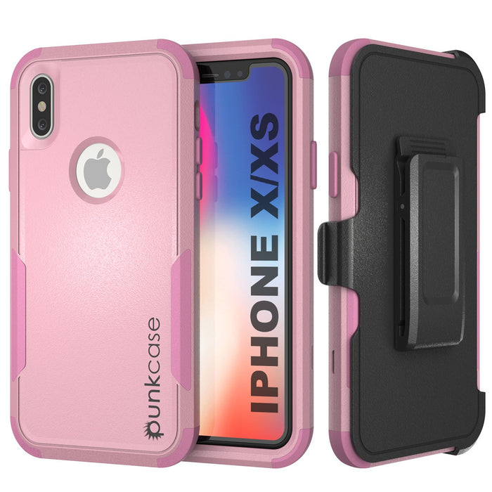 Punkcase for iPhone XS Belt Clip Multilayer Holster Case [Patron Series] [Pink] (Color in image: Pink)
