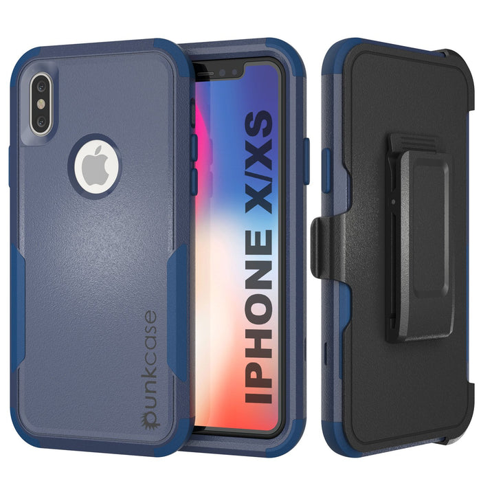 Punkcase for iPhone X Belt Clip Multilayer Holster Case [Patron Series] [Navy] (Color in image: Navy)