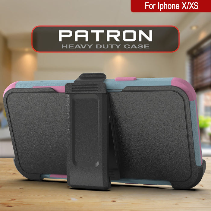 Punkcase for iPhone XS Belt Clip Multilayer Holster Case [Patron Series] [Mint-Pink] (Color in image: Pink)