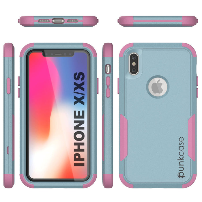 Punkcase for iPhone XS Belt Clip Multilayer Holster Case [Patron Series] [Mint-Pink] (Color in image: Navy)