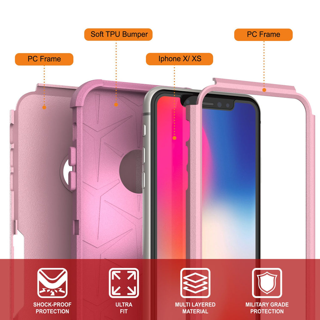 Punkcase for iPhone XS Belt Clip Multilayer Holster Case [Patron Series] [Pink] (Color in image: Mint-Pink)