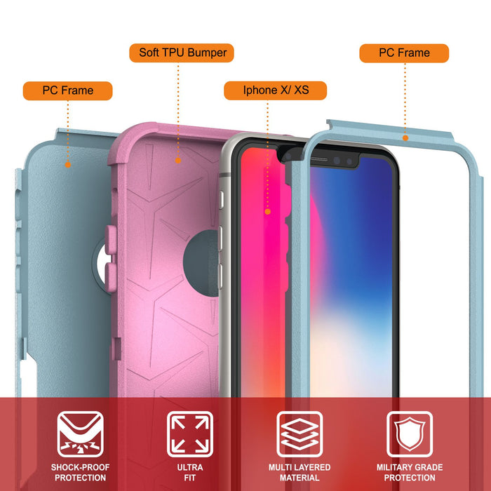 Punkcase for iPhone X Belt Clip Multilayer Holster Case [Patron Series] [Mint-Pink] (Color in image: Black)