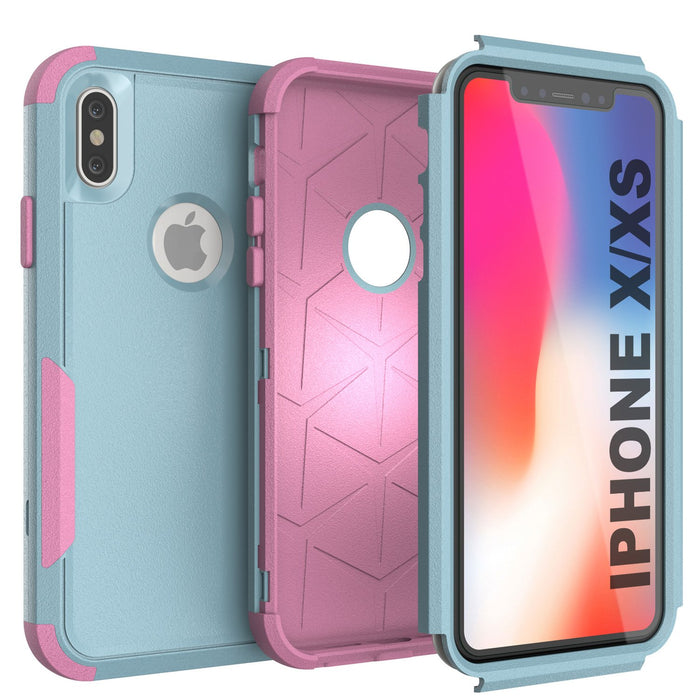 Punkcase for iPhone XS Belt Clip Multilayer Holster Case [Patron Series] [Mint-Pink] 