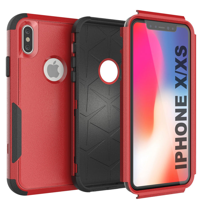 Punkcase for iPhone X Belt Clip Multilayer Holster Case [Patron Series] [Red-Black] 