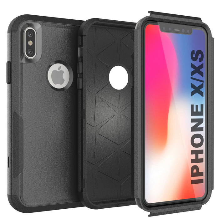 Punkcase for iPhone X Belt Clip Multilayer Holster Case [Patron Series] [Black] 