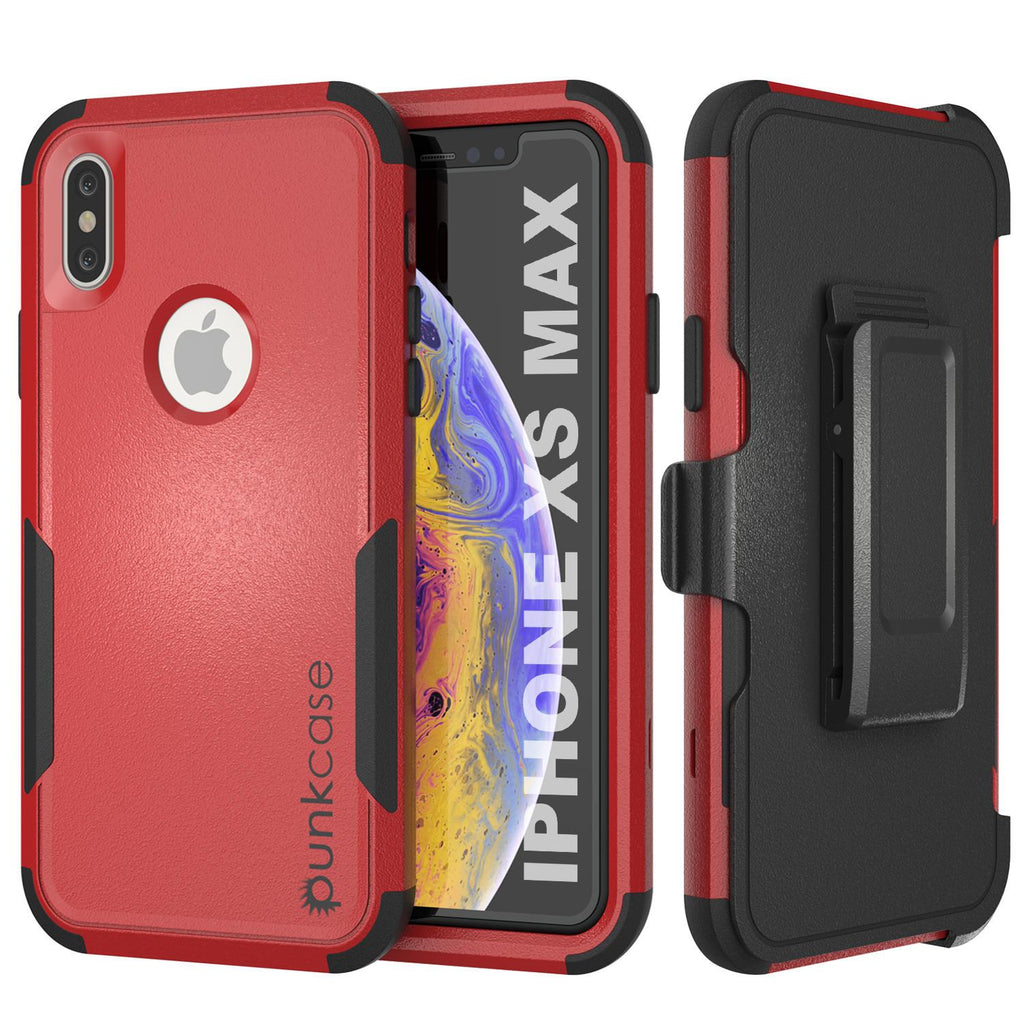 Punkcase for iPhone XS Max Belt Clip Multilayer Holster Case [Patron Series] [Red-Black] (Color in image: Red-Black)