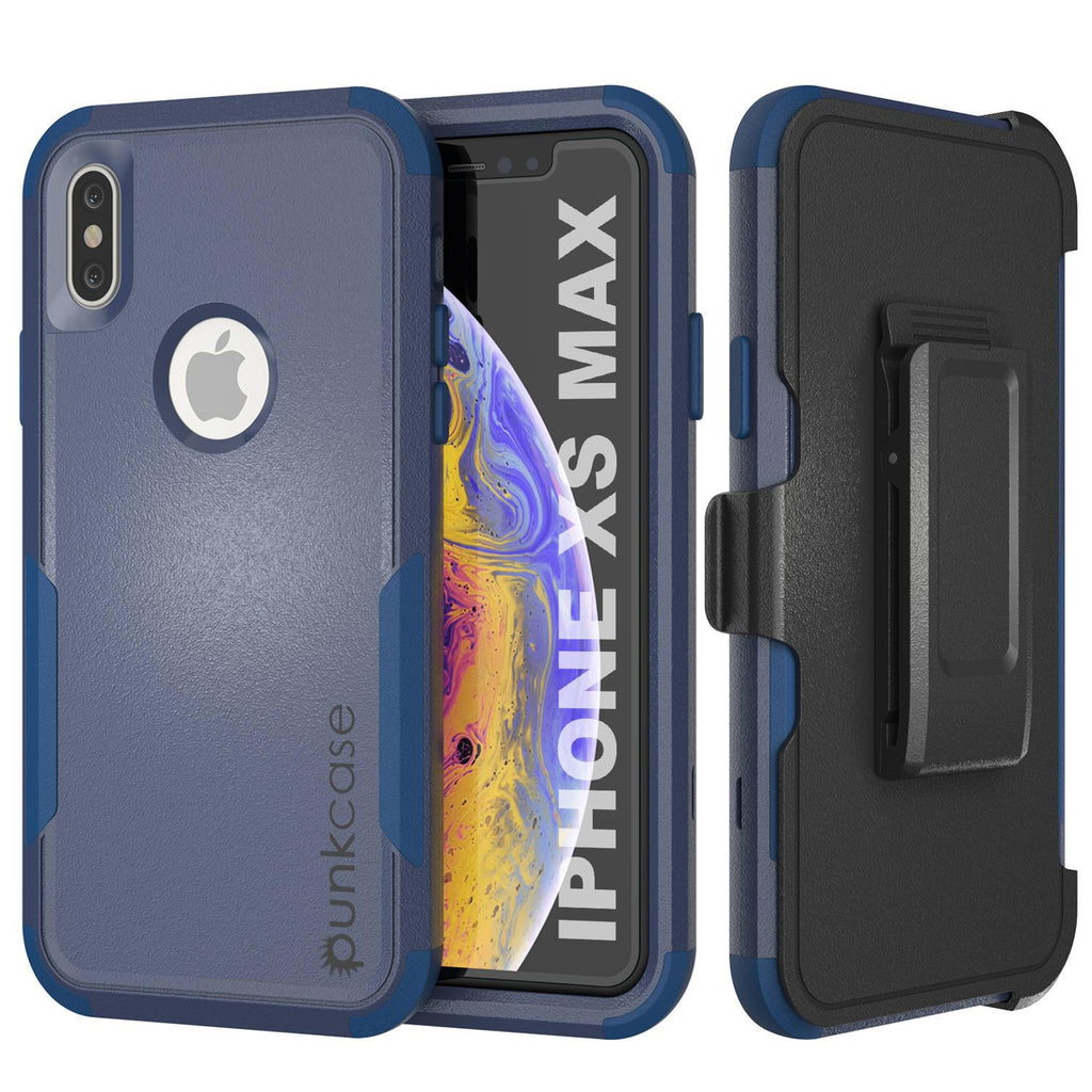 Punkcase for iPhone XS Max Belt Clip Multilayer Holster Case [Patron Series] [Navy] (Color in image: Navy)