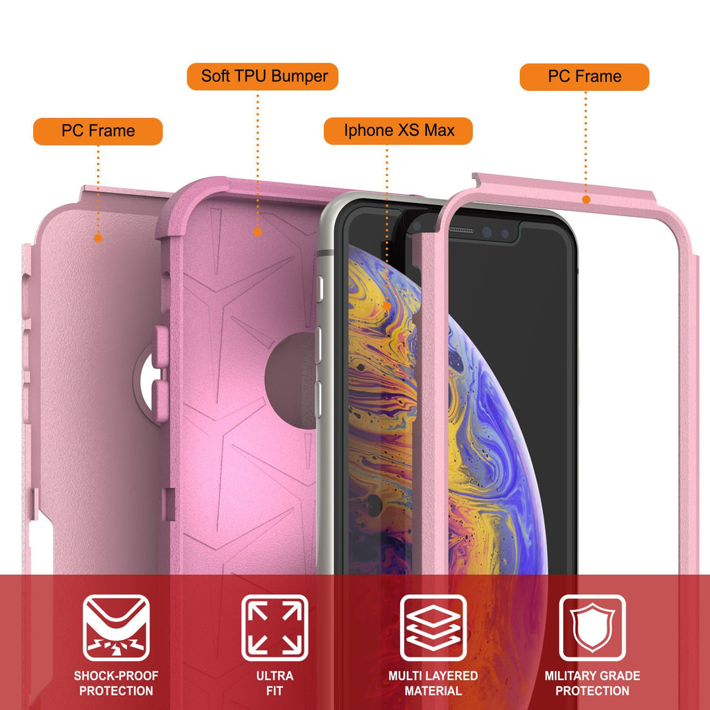 Punkcase for iPhone XS Max Belt Clip Multilayer Holster Case [Patron Series] [Pink] (Color in image: Mint-Pink)