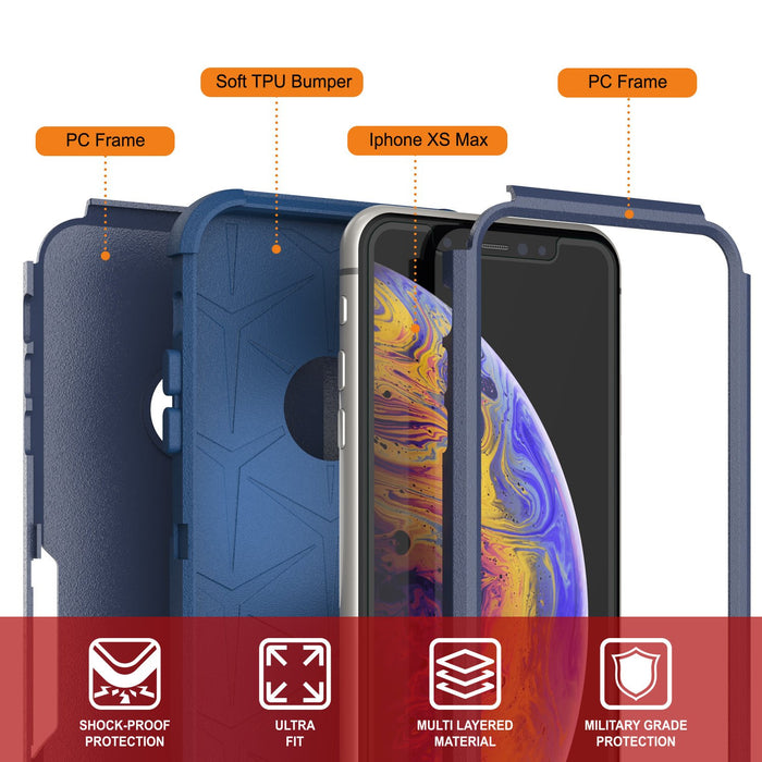 Punkcase for iPhone XS Max Belt Clip Multilayer Holster Case [Patron Series] [Navy] (Color in image: Mint)