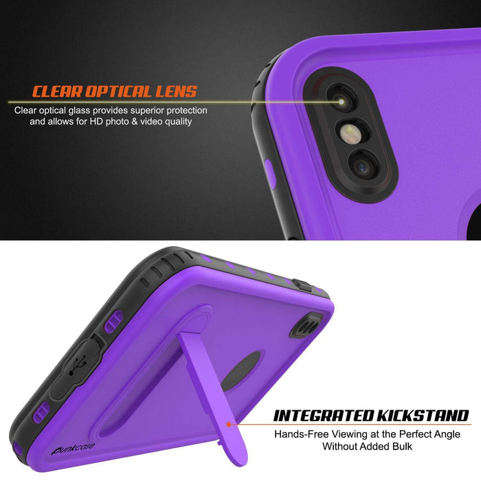 iPhone XS Max Waterproof Case, Punkcase [KickStud Series] Armor Cover [Purple] (Color in image: Light Blue)