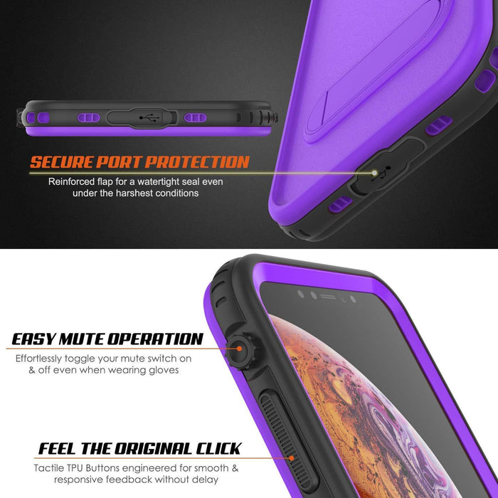 iPhone XS Max Waterproof Case, Punkcase [KickStud Series] Armor Cover [Purple] (Color in image: Pink)