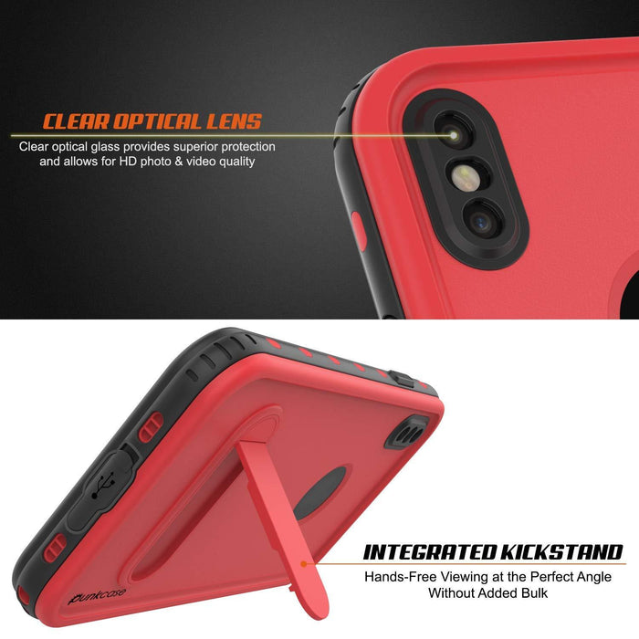 iPhone XS Max Waterproof Case, Punkcase [KickStud Series] Armor Cover [Red] (Color in image: Teal)