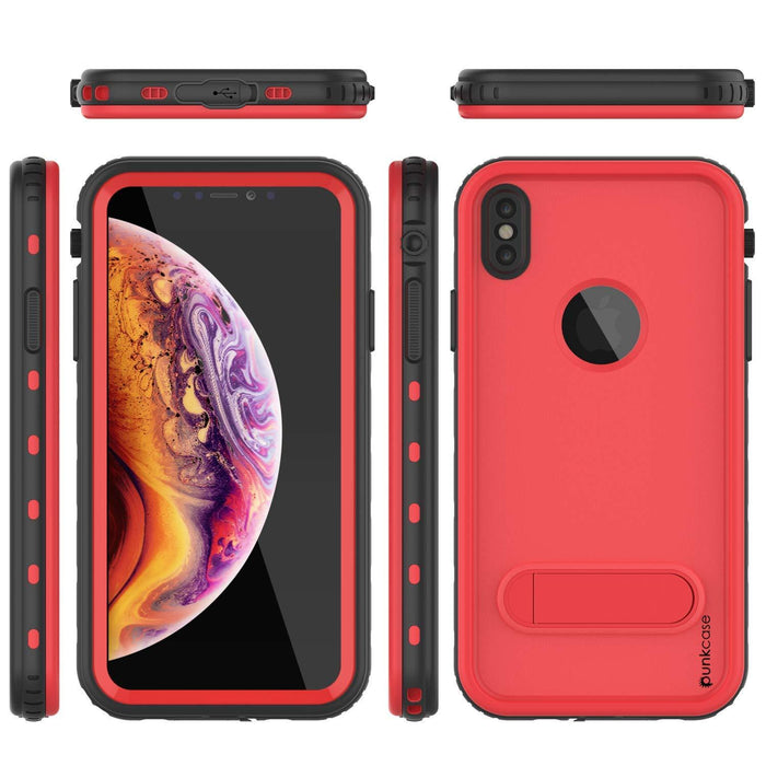iPhone XS Max Waterproof Case, Punkcase [KickStud Series] Armor Cover [Red] (Color in image: Light Green)