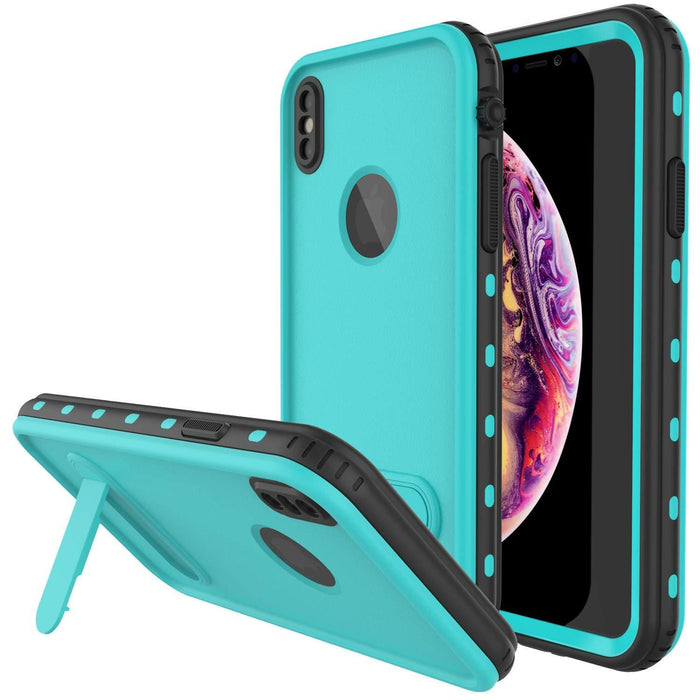 iPhone XS Max Waterproof Case, Punkcase [KickStud Series] Armor Cover [Teal] (Color in image: Teal)