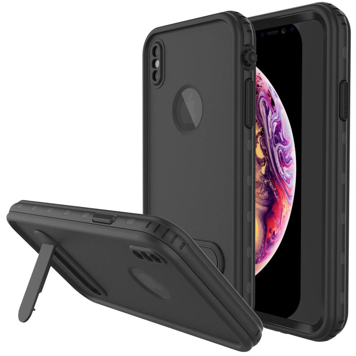 iPhone XS Waterproof Case, Punkcase [KickStud Series] Armor Cover [Black] (Color in image: Black)