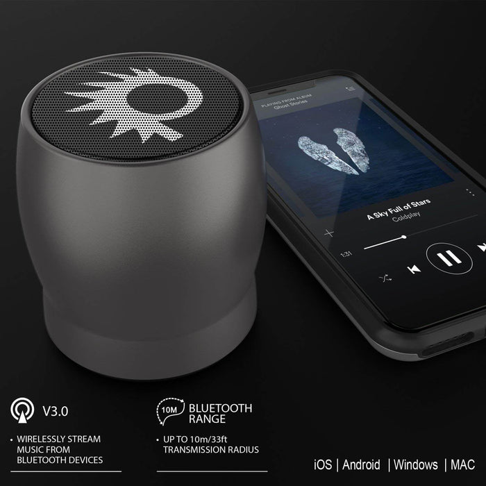 Punkcase ROCKER Portable Wireless Bluetooth Speaker for iPhone/Android [Metallic Grey] 