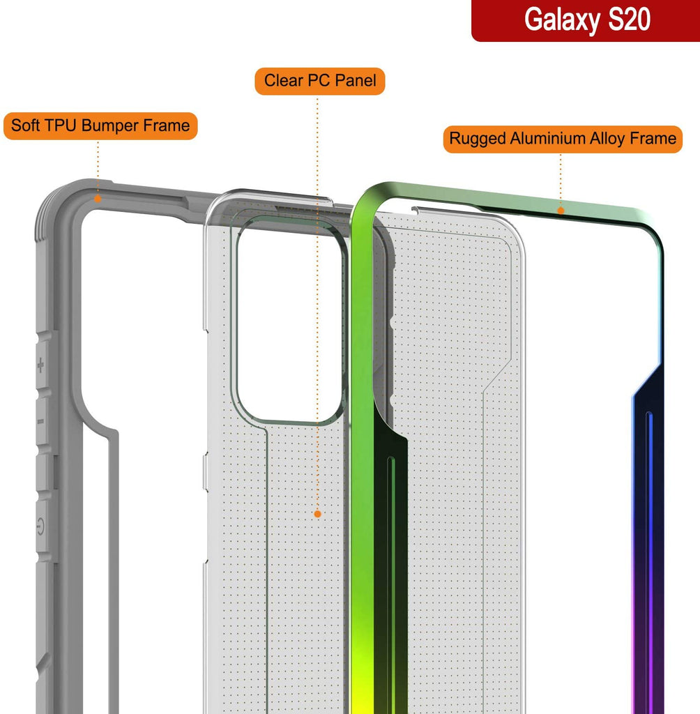 Punkcase S20 ravenger Case Protective Military Grade Multilayer Cover [Rainbow] (Color in image: Grey)
