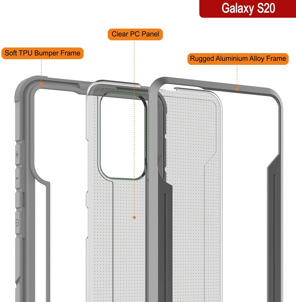 Punkcase S20 ravenger Case Protective Military Grade Multilayer Cover [Grey] (Color in image: Black)