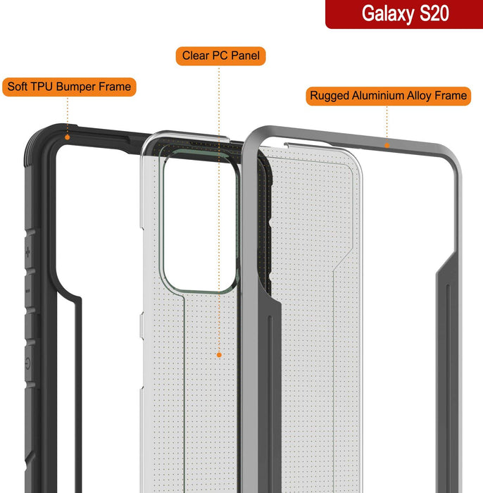 Punkcase S20 ravenger Case Protective Military Grade Multilayer Cover [Grey-Black] (Color in image: Grey)