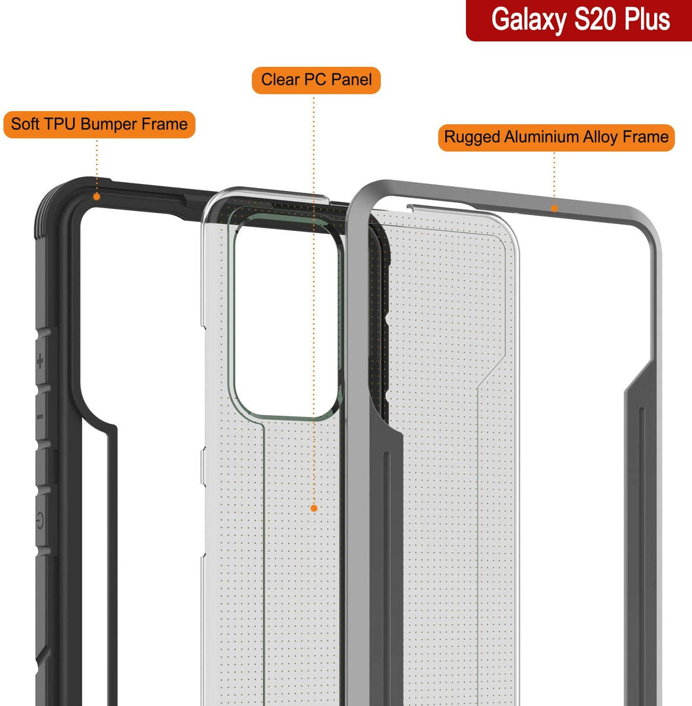 Punkcase S20+ Plus ravenger Case Protective Military Grade Multilayer Cover [Grey-Black] (Color in image: Grey)