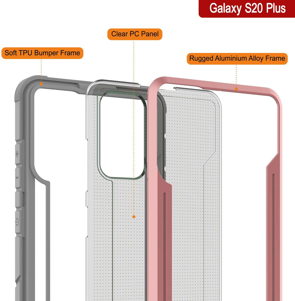 Punkcase S20+ Plus ravenger Case Protective Military Grade Multilayer Cover [Rose-Gold] (Color in image: Grey)