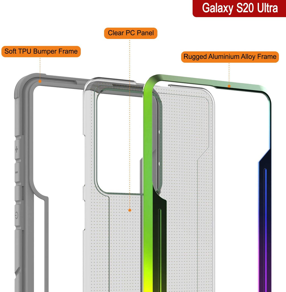 Punkcase S20 Ultra ravenger Case Protective Military Grade Multilayer Cover [Rainbow] (Color in image: Grey)