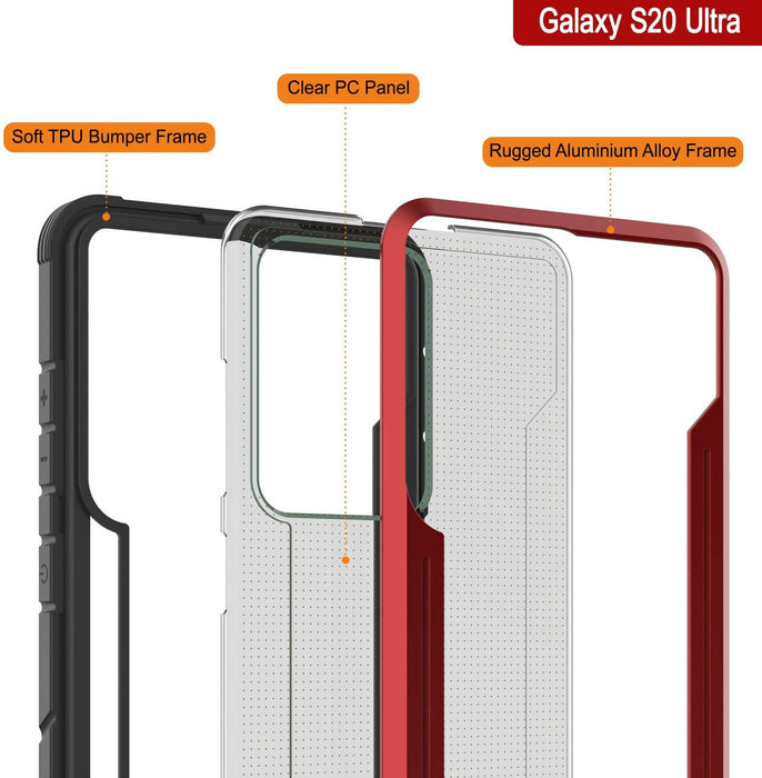Punkcase S20 Ultra ravenger Case Protective Military Grade Multilayer Cover [Red] (Color in image: Grey)