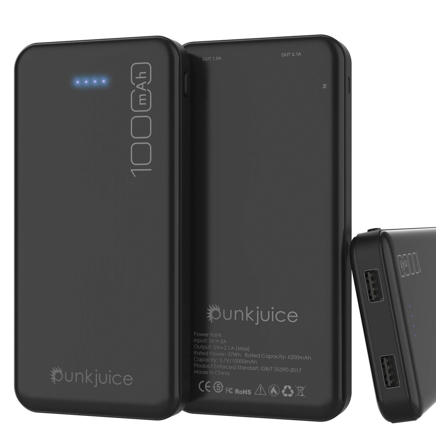 PunkCase PowerBank 10000mah Battery Pack for iPhone X/XS/Max/XR / 11/10, iPad, Samsung Galaxy S10 / S9 and Many More [Black] (Color in image: Black)