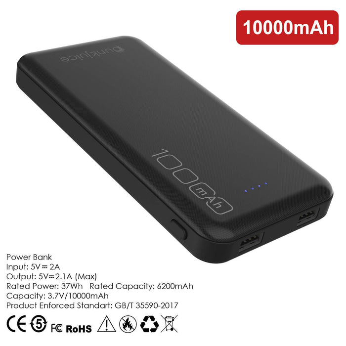 PunkCase PowerBank 10000mah Battery Pack for iPhone X/XS/Max/XR / 11/10, iPad, Samsung Galaxy S10 / S9 and Many More [Black] 