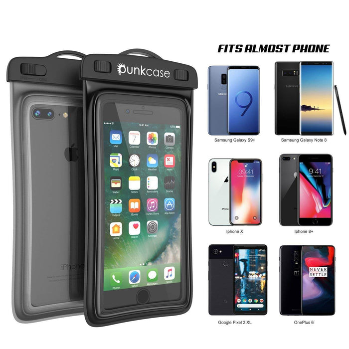 Waterproof Phone Pouch, PunkBag Universal Floating Dry Case Bag for most Cell Phones [Black] (Color in image: Clear)