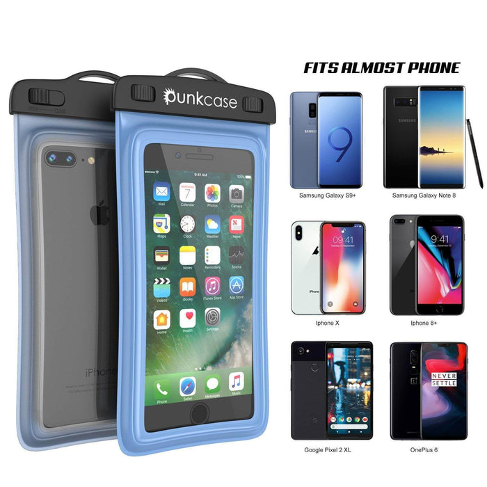 Waterproof Phone Pouch, PunkBag Universal Floating Dry Case Bag for most Cell Phones [Blue] (Color in image: Clear)