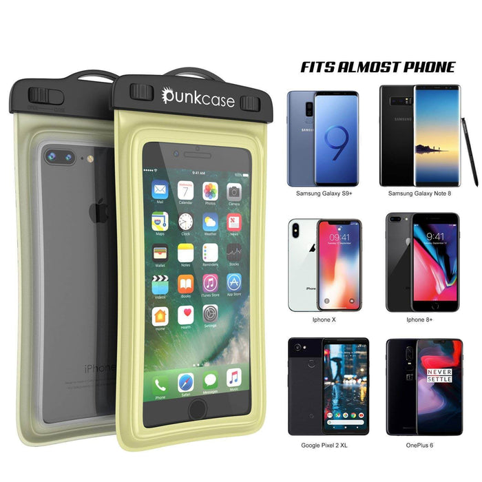 Waterproof Phone Pouch, PunkBag Universal Floating Dry Case Bag for most Cell Phones [Light Green] (Color in image: Clear)