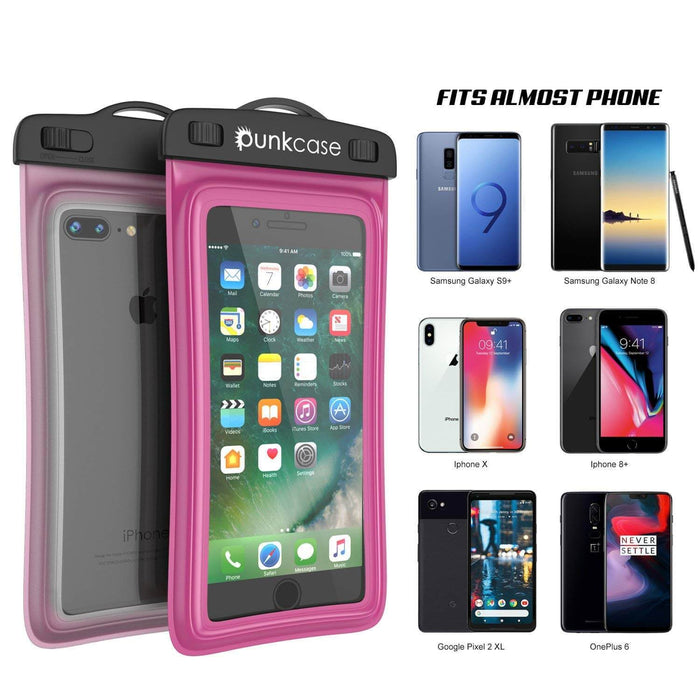 Waterproof Phone Pouch, PunkBag Universal Floating Dry Case Bag for most Cell Phones [Pink] (Color in image: Clear)