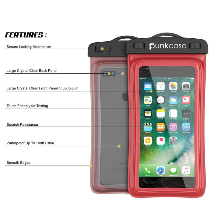 Waterproof Phone Pouch, PunkBag Universal Floating Dry Case Bag for most Cell Phones [Red] (Color in image: Blue)