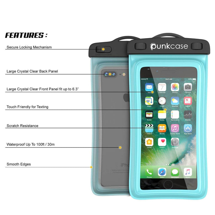 Waterproof Phone Pouch, PunkBag Universal Floating Dry Case Bag for most Cell Phones [Teal] (Color in image: Light Green)