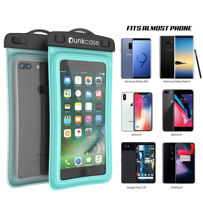 Waterproof Phone Pouch, PunkBag Universal Floating Dry Case Bag for most Cell Phones [Teal] (Color in image: Black)